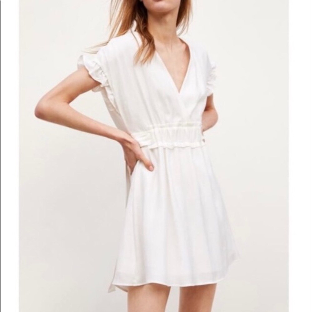 Zara white ruffle dress